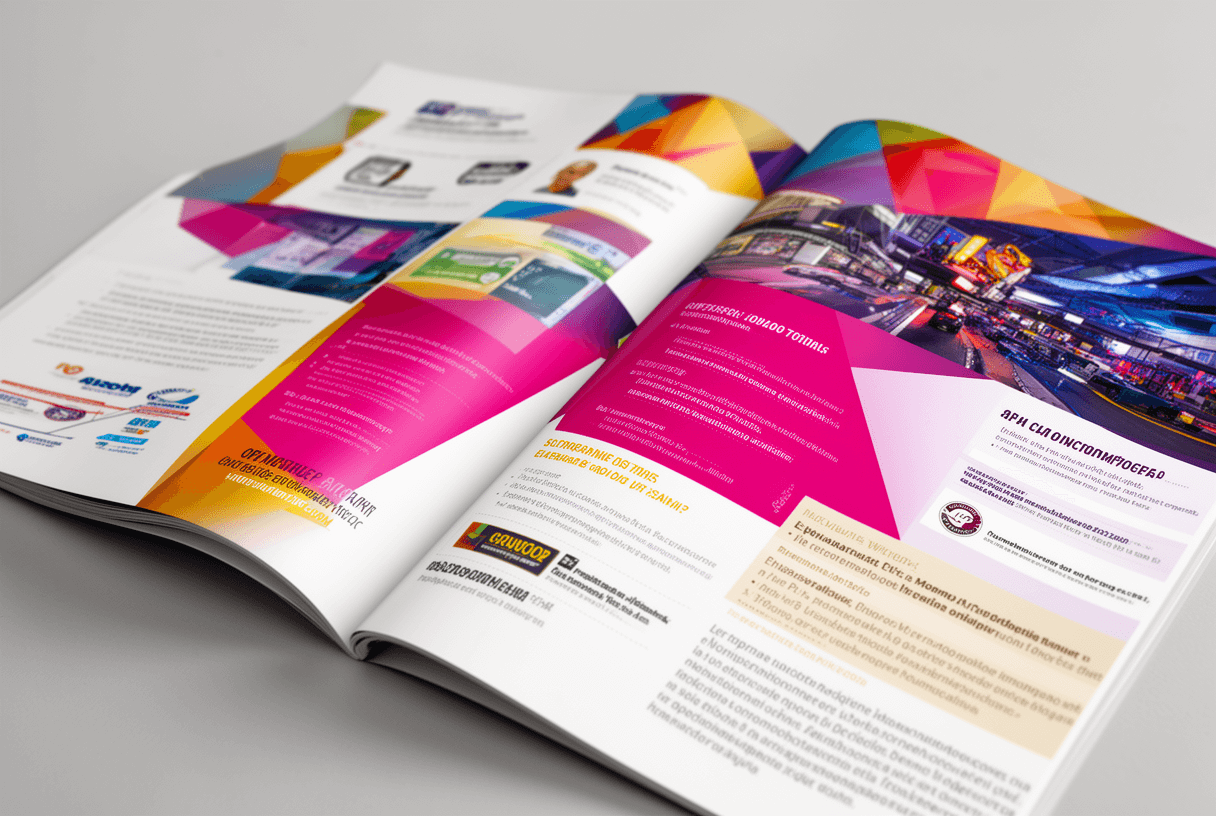 Gros plan sur une brochure publicitaire ouverte